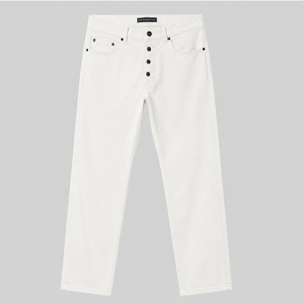 John Varvatos Star USA Slim Fit Pants Off White Bone Cotton Linen Button Fly 34